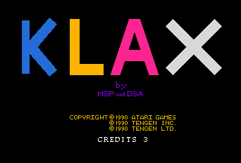 Klax title screen for TurboGrafx-16